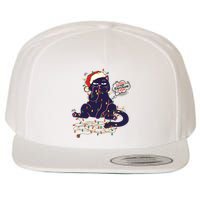 Funny Tangled Christmas Lights Cat Im Fine Everything Is Fine Wool Snapback Cap