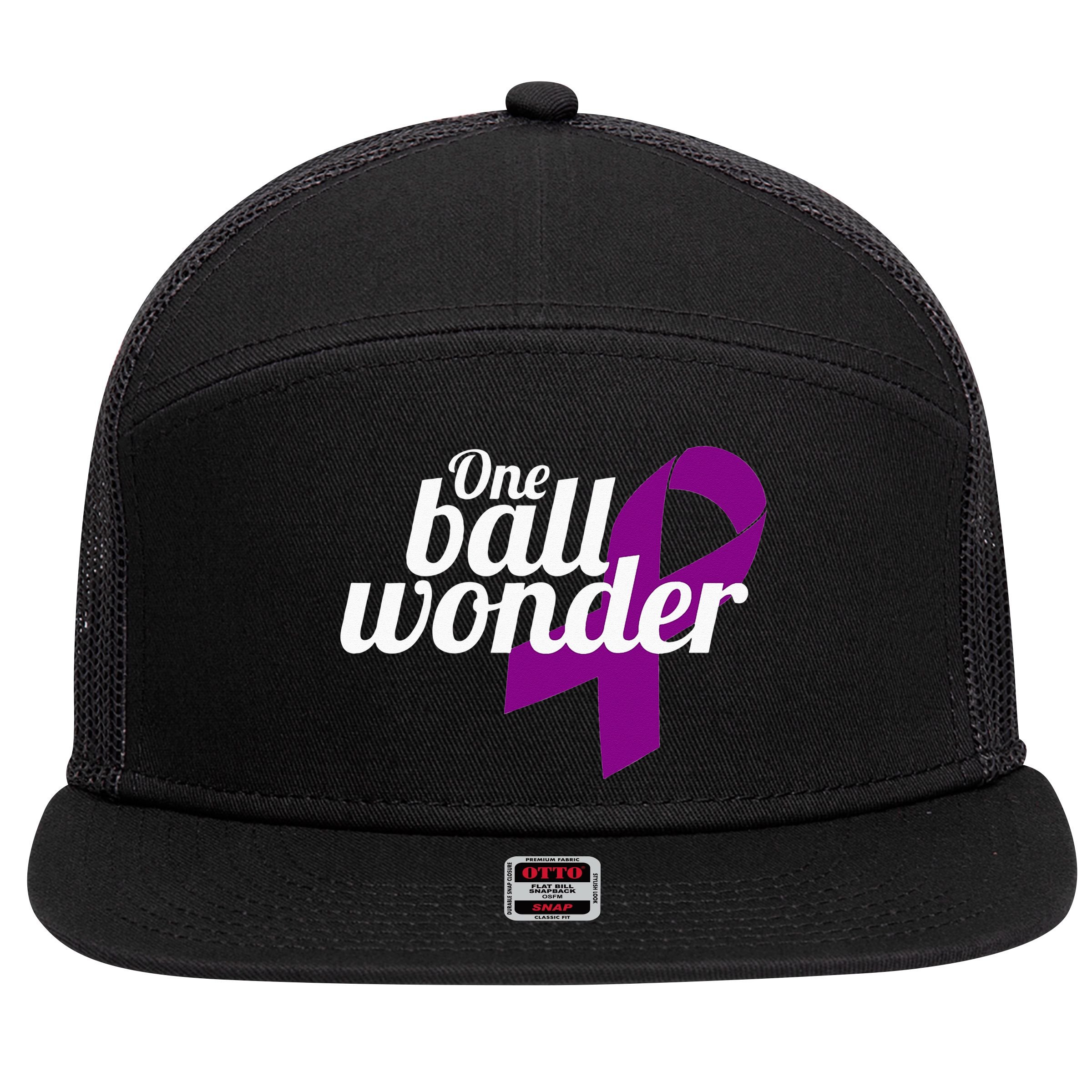 Funny Testicular Cancer Survivor Quote Saying Orchidectomy 7 Panel Mesh Trucker Snapback Hat