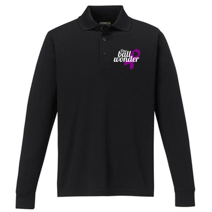 Funny Testicular Cancer Survivor Quote Saying Orchidectomy Performance Long Sleeve Polo