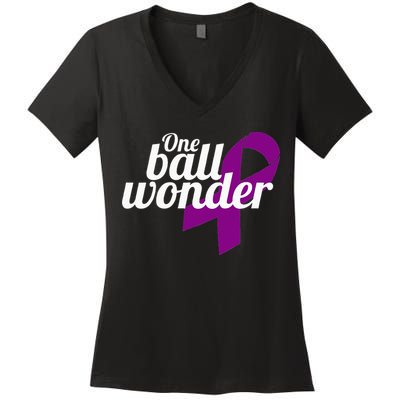 Funny Testicular Cancer Survivor Quote Saying Orchidectomy Women's V-Neck T-Shirt
