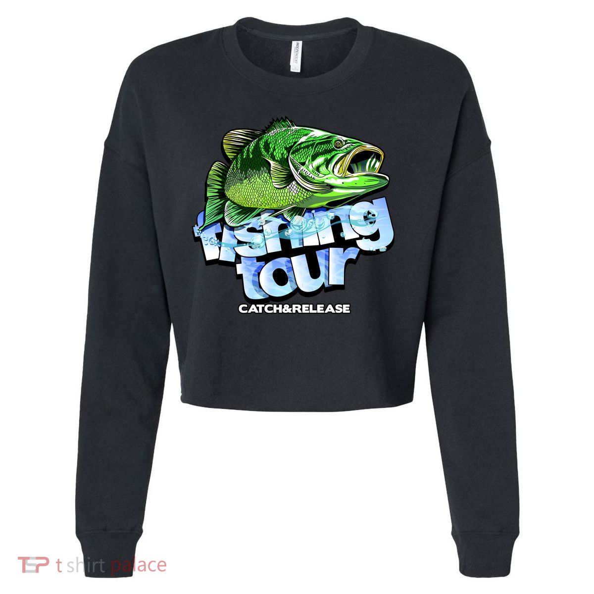 Fishing Tour Catch And Release Cropped Pullover Crew