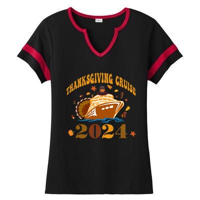 Family Thanksgiving Cruise 2024 Autumn Cruise Squad Fall Gift Ladies Halftime Notch Neck Tee