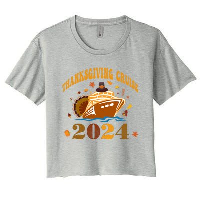 Family Thanksgiving Cruise 2024 Autumn Cruise Squad Fall Gift Women's Crop Top Tee