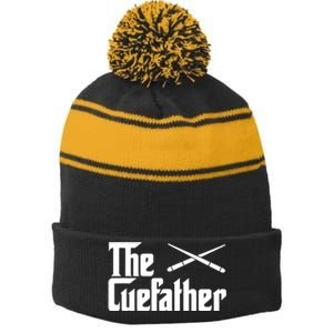 Funny The Cue Father Gift Funny Pool Billiards Player Gift Stripe Pom Pom Beanie