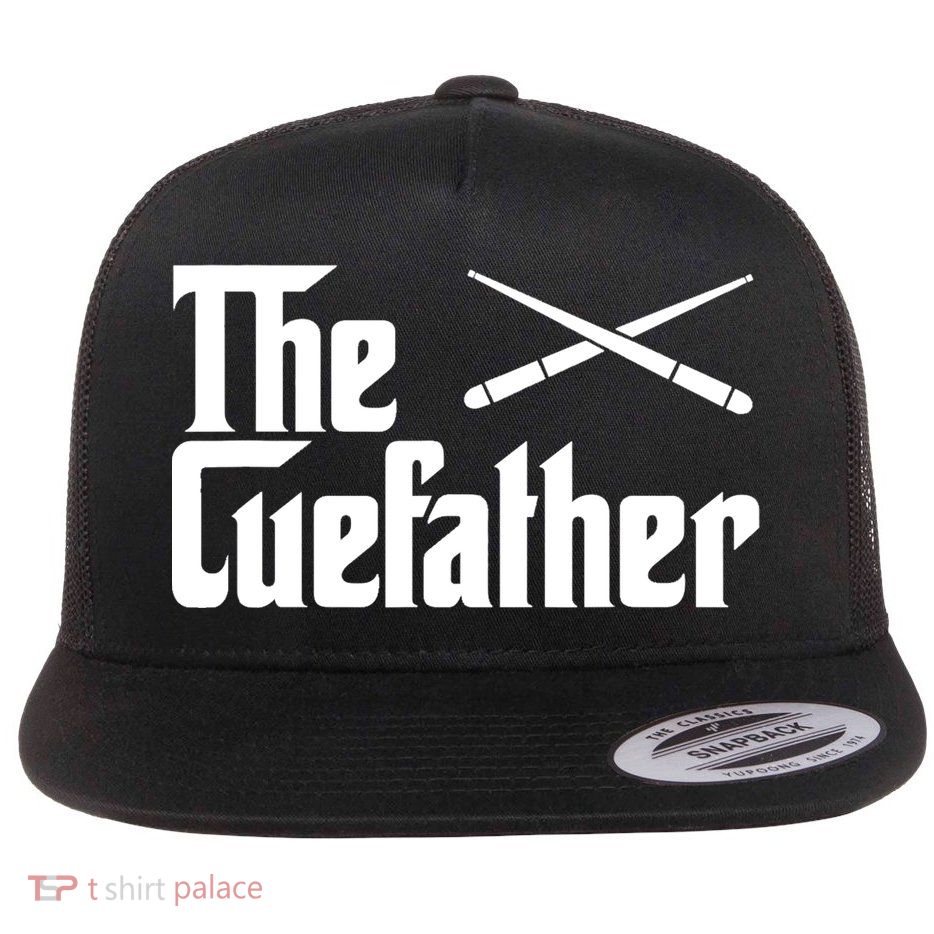 Funny The Cue Father Gift Funny Pool Billiards Player Gift Flat Bill Trucker Hat