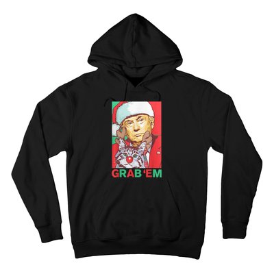 Funny Trump Cat Grab Em Vintage Retro Christmas Trump Gift Hoodie