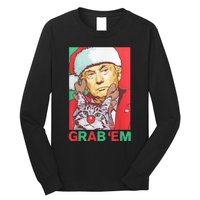 Funny Trump Cat Grab Em Vintage Retro Christmas Trump Gift Long Sleeve Shirt