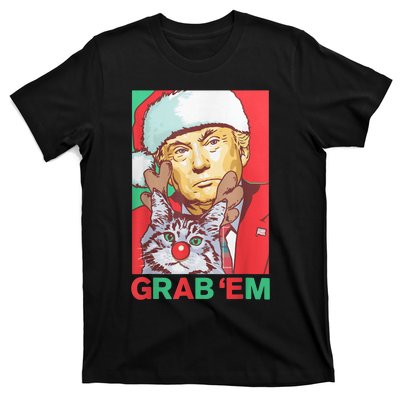 Funny Trump Cat Grab Em Vintage Retro Christmas Trump Gift T-Shirt