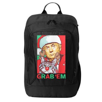 Funny Trump Cat Grab Em Vintage Retro Christmas Trump Gift City Backpack