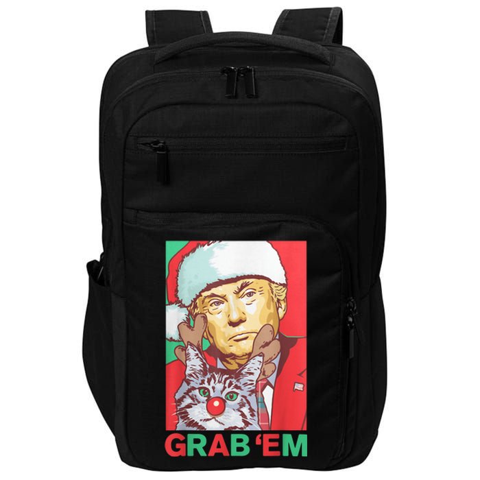 Funny Trump Cat Grab Em Vintage Retro Christmas Trump Gift Impact Tech Backpack