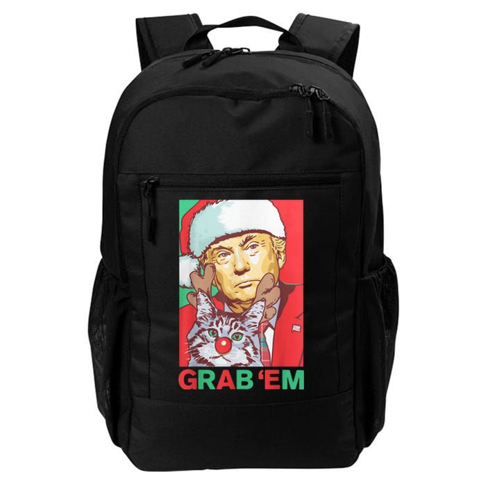 Funny Trump Cat Grab Em Vintage Retro Christmas Trump Gift Daily Commute Backpack