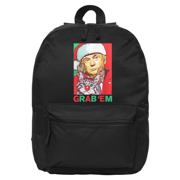 Funny Trump Cat Grab Em Vintage Retro Christmas Trump Gift 16 in Basic Backpack