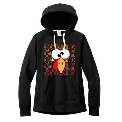 Funny Thanksgiving Crazy Turkey Face Gobble Gobble Gobble Women's Fleece Hoodie