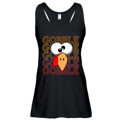 Funny Thanksgiving Crazy Turkey Face Gobble Gobble Gobble Ladies Essential Flowy Tank