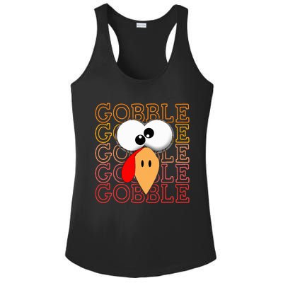 Funny Thanksgiving Crazy Turkey Face Gobble Gobble Gobble Ladies PosiCharge Competitor Racerback Tank