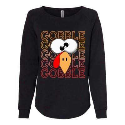 Funny Thanksgiving Crazy Turkey Face Gobble Gobble Gobble Womens California Wash Sweatshirt