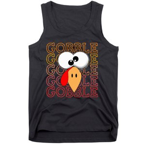 Funny Thanksgiving Crazy Turkey Face Gobble Gobble Gobble Tank Top