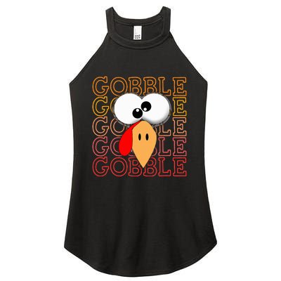 Funny Thanksgiving Crazy Turkey Face Gobble Gobble Gobble Women’s Perfect Tri Rocker Tank