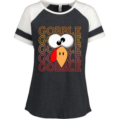 Funny Thanksgiving Crazy Turkey Face Gobble Gobble Gobble Enza Ladies Jersey Colorblock Tee