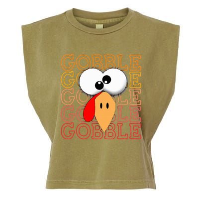 Funny Thanksgiving Crazy Turkey Face Gobble Gobble Gobble Garment-Dyed Women's Muscle Tee