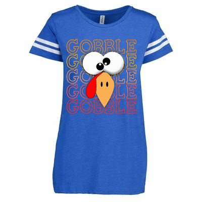 Funny Thanksgiving Crazy Turkey Face Gobble Gobble Gobble Enza Ladies Jersey Football T-Shirt