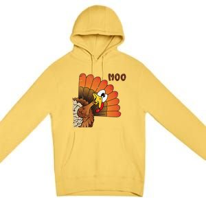 Funny Thanksgiving Cute Turkey Moo IM A Cow Gift Premium Pullover Hoodie