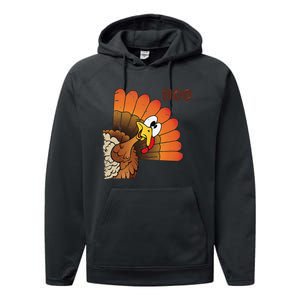 Funny Thanksgiving Cute Turkey Moo IM A Cow Gift Performance Fleece Hoodie