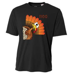 Funny Thanksgiving Cute Turkey Moo IM A Cow Gift Cooling Performance Crew T-Shirt