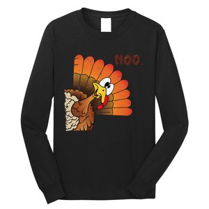 Funny Thanksgiving Cute Turkey Moo IM A Cow Gift Long Sleeve Shirt