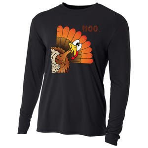 Funny Thanksgiving Cute Turkey Moo IM A Cow Gift Cooling Performance Long Sleeve Crew