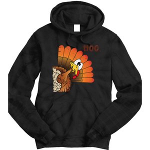 Funny Thanksgiving Cute Turkey Moo IM A Cow Gift Tie Dye Hoodie