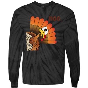 Funny Thanksgiving Cute Turkey Moo IM A Cow Gift Tie-Dye Long Sleeve Shirt