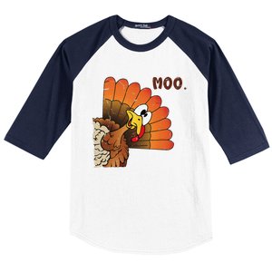 Funny Thanksgiving Cute Turkey Moo IM A Cow Gift Baseball Sleeve Shirt