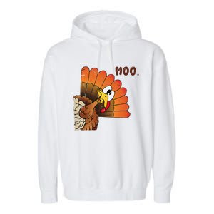 Funny Thanksgiving Cute Turkey Moo IM A Cow Gift Garment-Dyed Fleece Hoodie