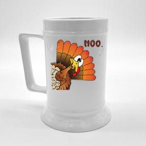 Funny Thanksgiving Cute Turkey Moo IM A Cow Gift Beer Stein