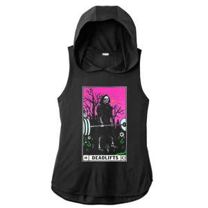 Funny Tarot Card Deadlifts Gym Workout Occult Reader Black Classic Fit Ladies PosiCharge Tri-Blend Wicking Draft Hoodie Tank