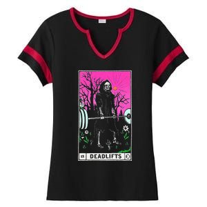 Funny Tarot Card Deadlifts Gym Workout Occult Reader Black Classic Fit Ladies Halftime Notch Neck Tee