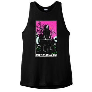 Funny Tarot Card Deadlifts Gym Workout Occult Reader Black Classic Fit Ladies PosiCharge Tri-Blend Wicking Tank