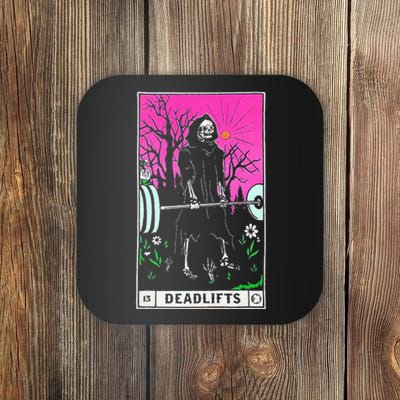 Funny Tarot Card Deadlifts Gym Workout Occult Reader Black Classic Fit Coaster