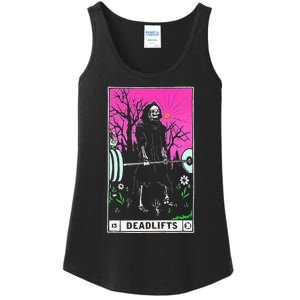 Funny Tarot Card Deadlifts Gym Workout Occult Reader Black Classic Fit Ladies Essential Tank