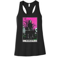 Funny Tarot Card Deadlifts Gym Workout Occult Reader Black Classic Fit Women's Racerback Tank