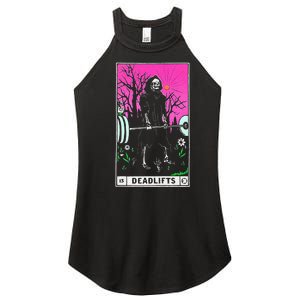 Funny Tarot Card Deadlifts Gym Workout Occult Reader Black Classic Fit Women's Perfect Tri Rocker Tank