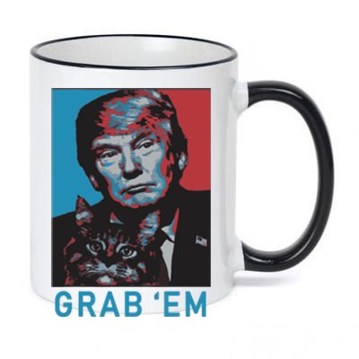 Funny Trump Cat Grab Em Cat 11oz Black Color Changing Mug