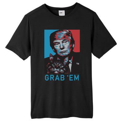 Funny Trump Cat Grab Em Cat Tall Fusion ChromaSoft Performance T-Shirt