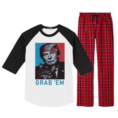 Funny Trump Cat Grab Em Cat Raglan Sleeve Pajama Set