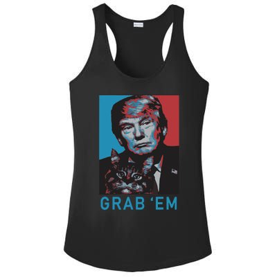 Funny Trump Cat Grab Em Cat Ladies PosiCharge Competitor Racerback Tank