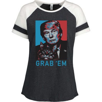 Funny Trump Cat Grab Em Cat Enza Ladies Jersey Colorblock Tee