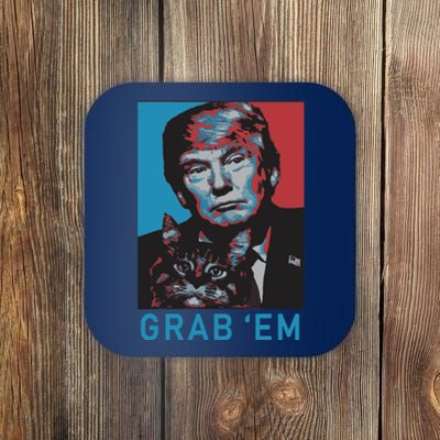 Funny Trump Cat Grab Em Cat Coaster