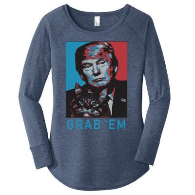 Funny Trump Cat Grab Em Cat Women's Perfect Tri Tunic Long Sleeve Shirt