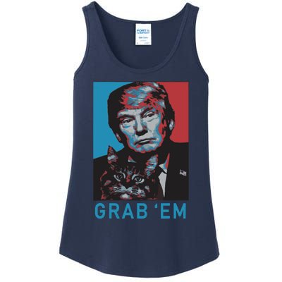 Funny Trump Cat Grab Em Cat Ladies Essential Tank